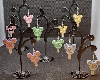 Fun Mickey Head Lollipop Dangle Earrings - Fast Shipping!