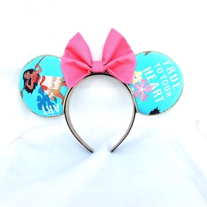 Moana Inspired Minnie Ears – Pink Bow, Cotton Fabric