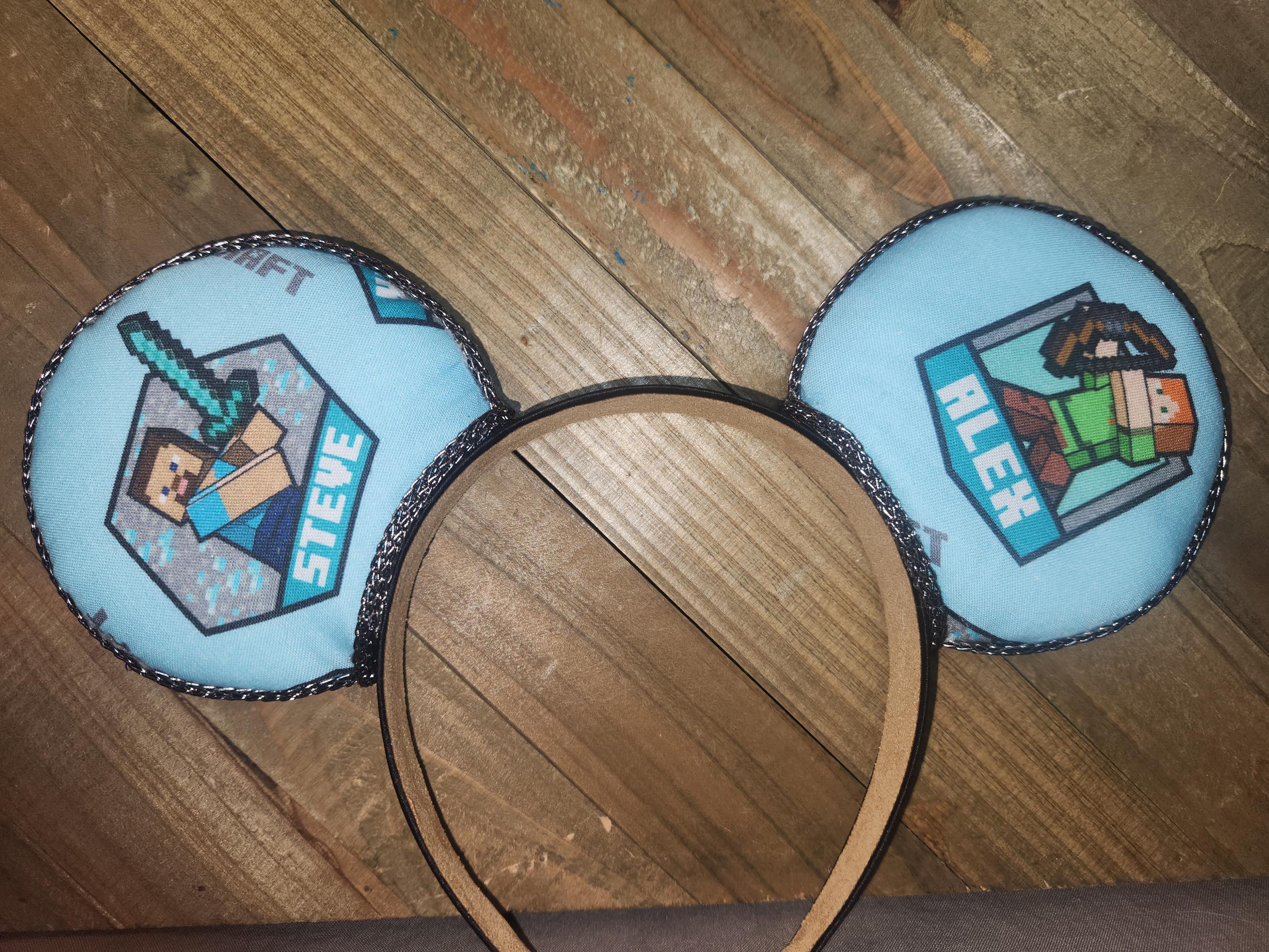 Minecraft Ear Design Minecraft-inspired Ears for Fans! Alex & Steve Design - Clearance ...