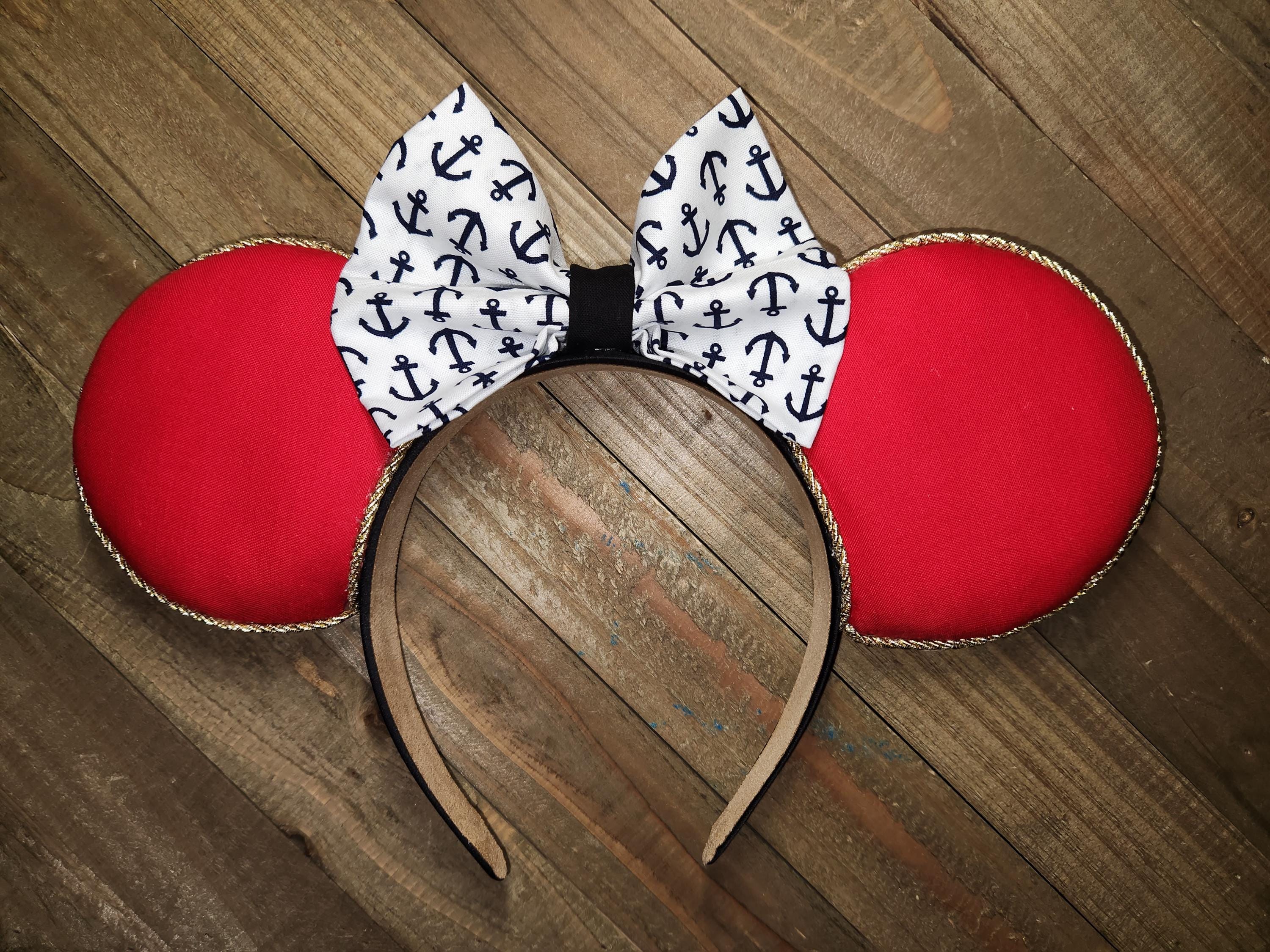 Red Minnie Mouse Ears: Nautical Anchor Bow, Cruise Headband  display picture 3