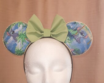Stitch Mouse Ears – Tropical Fabric, Handmade Headband