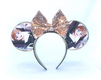 Frozen Princess Anna Inspired Minnie Ears: Handmade Cotton Headband