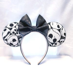 Jack Skellington Inspired Mouse Ears: Halloween Costume Accessory, Handmade