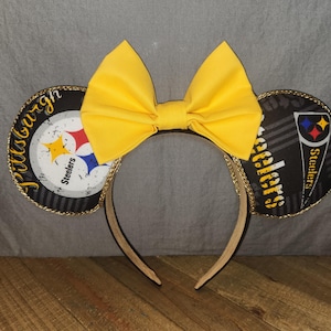 Handmade Pittsburgh Steelers Inspired Minnie Ears - Ideal Gift, Quick Shipping!