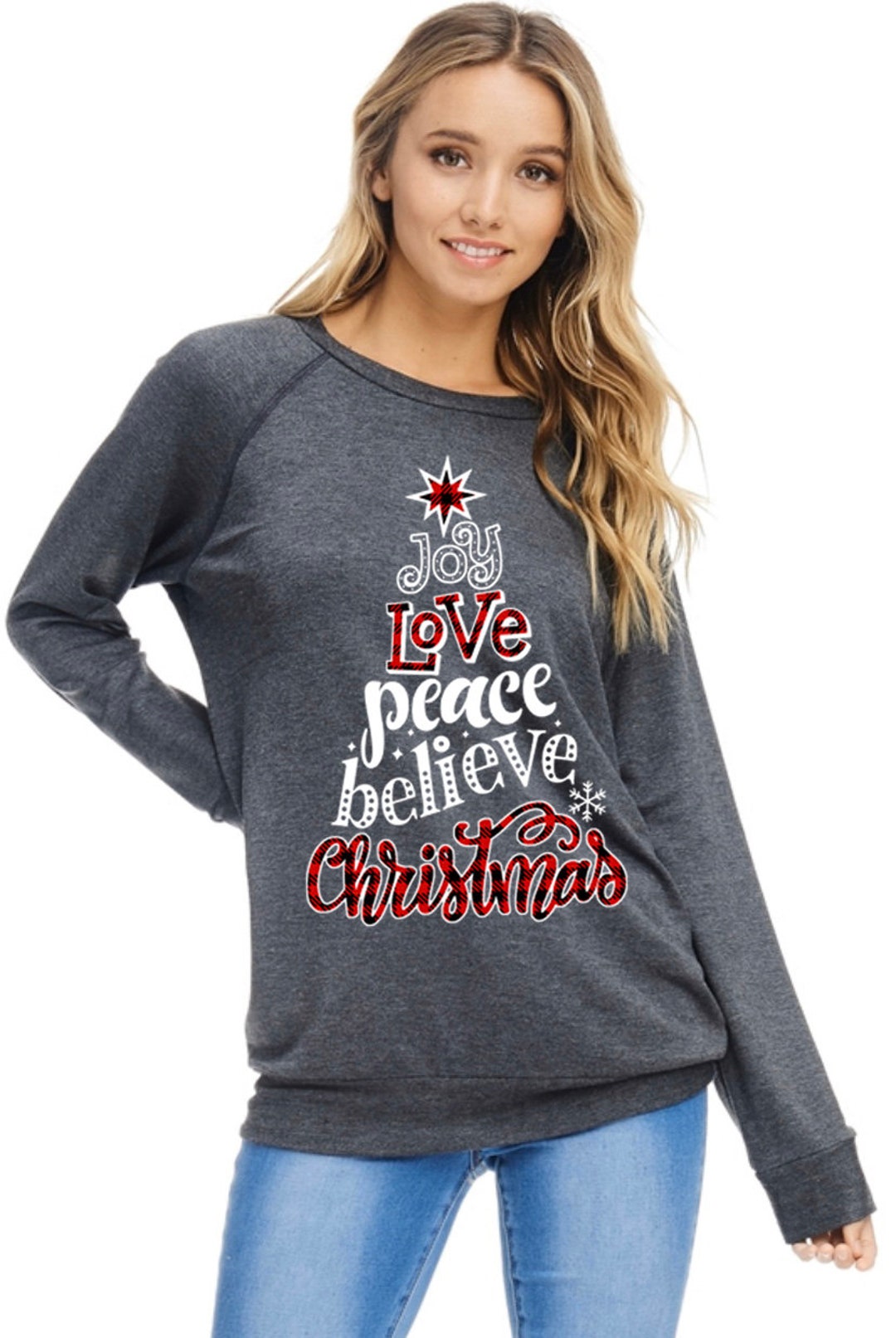 Joy Love Peace Believe Christmas Graphic Top Graphic Tee - Etsy