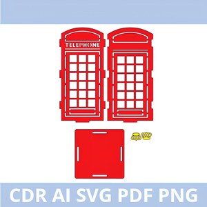London Cabin cdr pliki wycinane laserowo plany wektorowe, wzór cnc, brytyjskie dekoracje clipart glowforge cricut mdf papier sylwetka