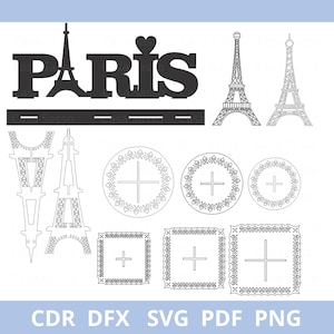 Eiffel Tower SVG Paris France sign and candy hack laser cut file glowforge collection