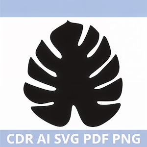 Monstera pyszne tropikalne liście lato cyfrowy plik cdr laserowo cięte pliki wektor cnc wzór wystrój clipart glowforge cricut mdf sihlouette