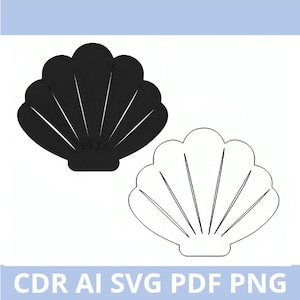 Pliki wycinane laserowo muszli - SVG - Glowforge Cricut Instant Download - Wektor marynistyczny do albumu z sylwetkami z papieru akrylowego MDF