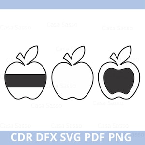 Apple SVG Bundle: 3 Monogram Cut Files for Teachers and Back to School