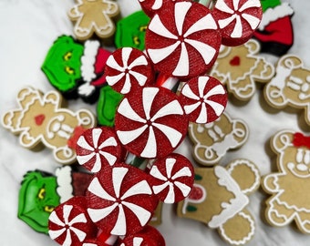 Disney Candy Cane Straw Topper, Christmas Peppermint Charm