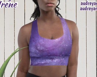 Purple Galaxy Longline sports bra