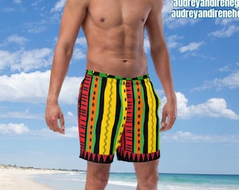 Reggae Rasta Striped Men's swim trunks