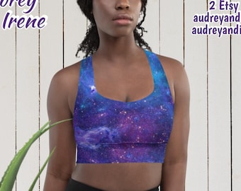 Blue Purple Galaxy Longline sports bra