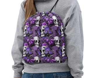 Drawstring Backpack With Sugar Skulls - Etsy display picture 3
