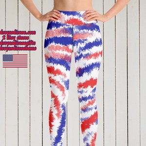 Patriotic USA Tie Dye Batik Yoga Workout Pants Leggings Meditation