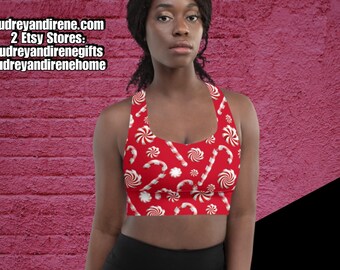 Peppermint Candy Canes Longline sports bra