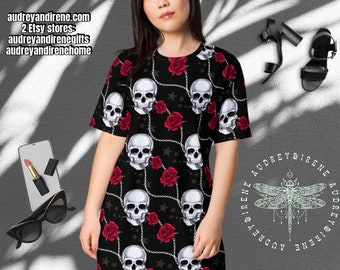 Skull & Chain Gothic Rose T-shirt dress