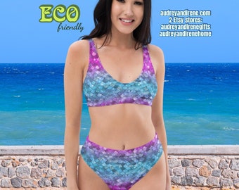 Mermaid Scales Ombre Recycled high-waisted bikini