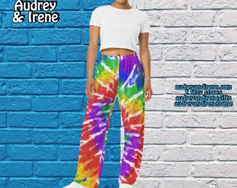 Tie Dye Rainbow Shibori All-Over Print Unisex Wide-Leg Pants