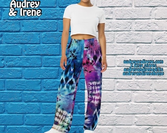 Tie Dye Blue & White Shibori All-Over Print Unisex Wide-Leg Pants