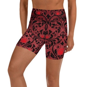 Gothic Rose & Scroll Yoga Shorts image 1