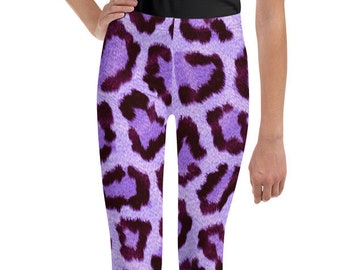 Purple Leopard Print Youth Teen Leggings