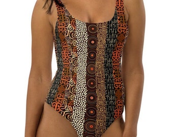 Ethnic Striped One-Piece Swimsuit