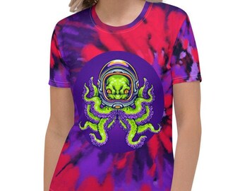 Release The Kraken Octopus Alien Women's Retro AOP T-shirt