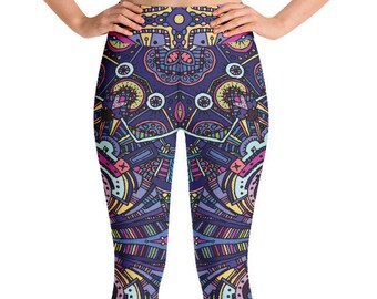 Blue Boho Style Geometric Yoga Pants Leggings