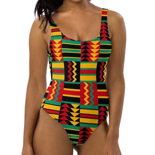 Reggae African Print Rasta Weave One-Piece Swimsuit