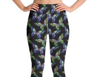 Mutlicolor Butterflies Yoga Workout Pants Leggings Meditation