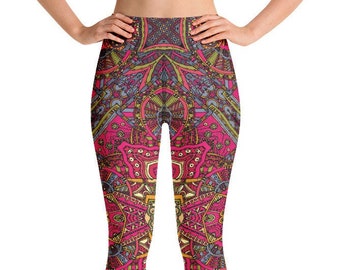 Red Boho Style Geometric Yoga Pants Leggings