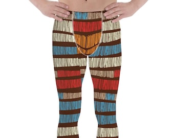 African Print Striped Men's Yoga Pants Leggings