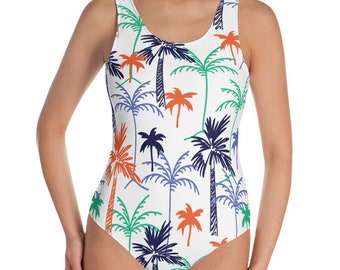 Palm Trees Multicolor One-Piece Swimsuit