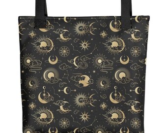 Sun & Moon Celestial Trendy Canvas Style Tote bag