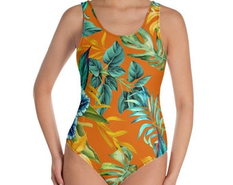Mango Tropical Leaves One-Piece Swimsuit
