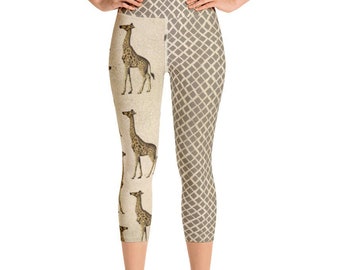 Giraffe Wildlife Safari Capris Yoga Pants Leggings