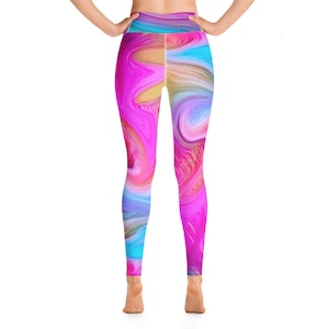 Rainbow Marble Pattern Print Women Leggings