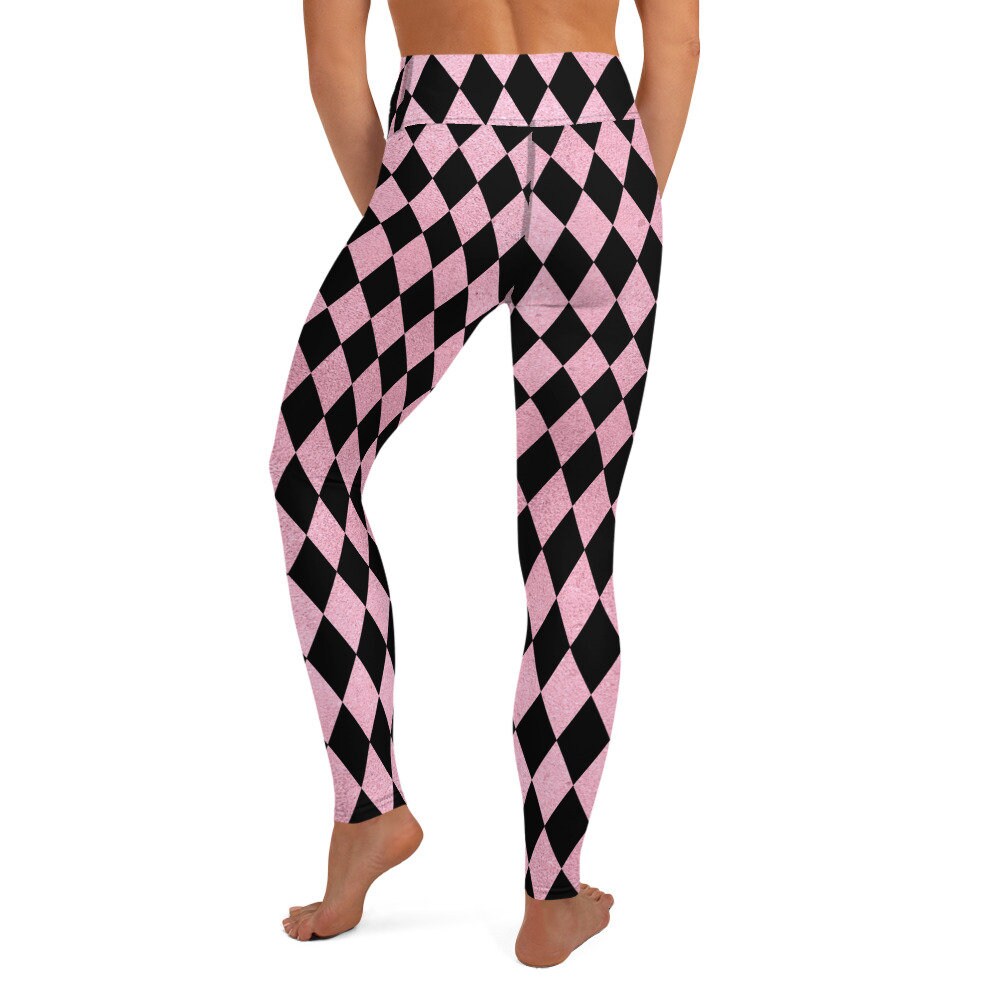 Harley Quinn Pink Black Diamond Yoga Pants Leggings Etsy