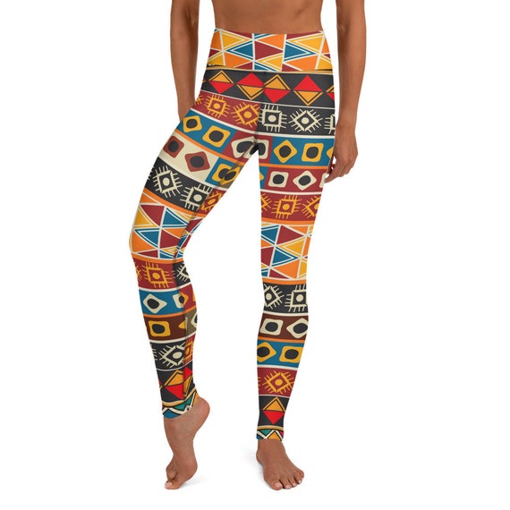 African Print Multicolor Yoga Pants Leggings | Etsy