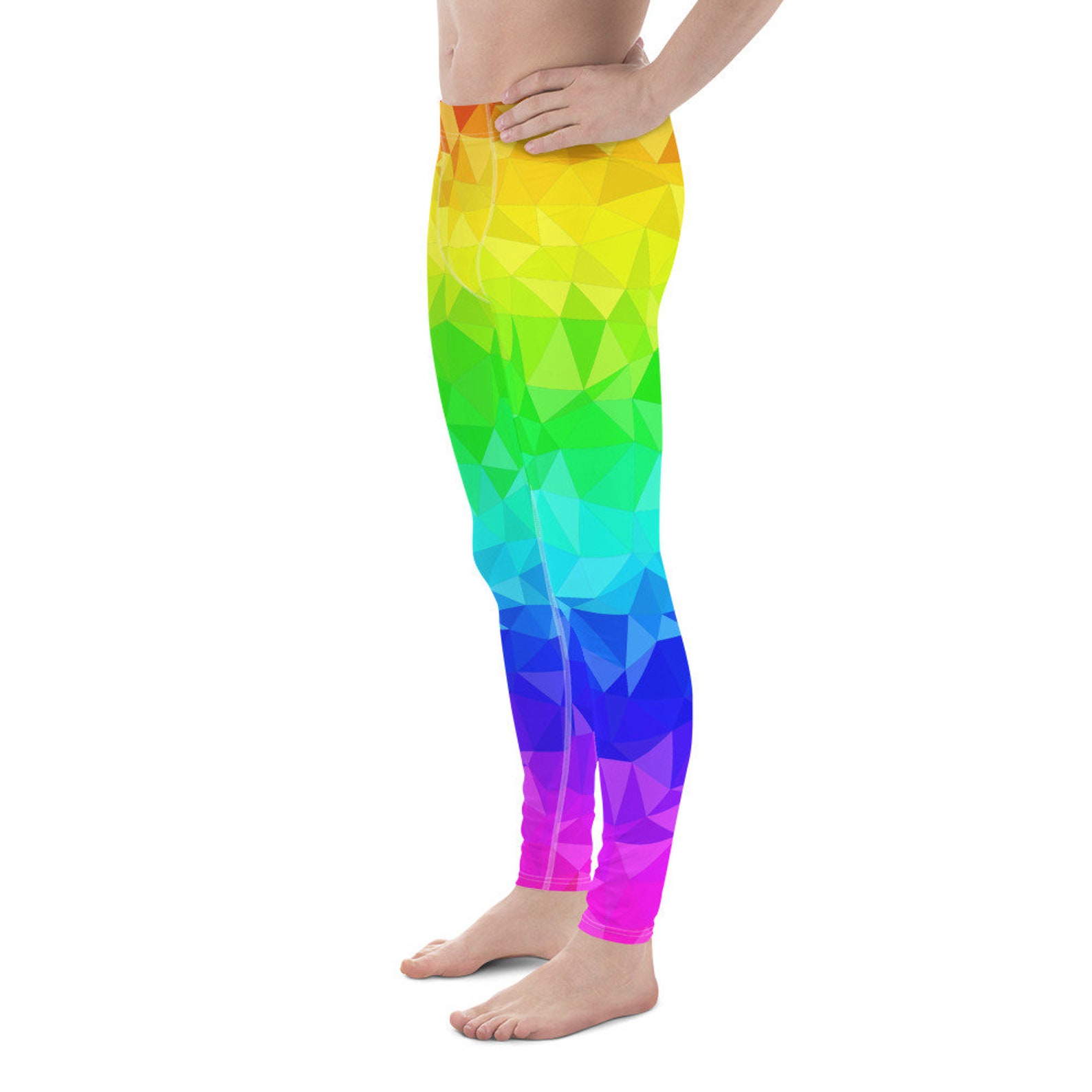 Rainbow Geometric Men's Yoga Pants Leggings Etsy
