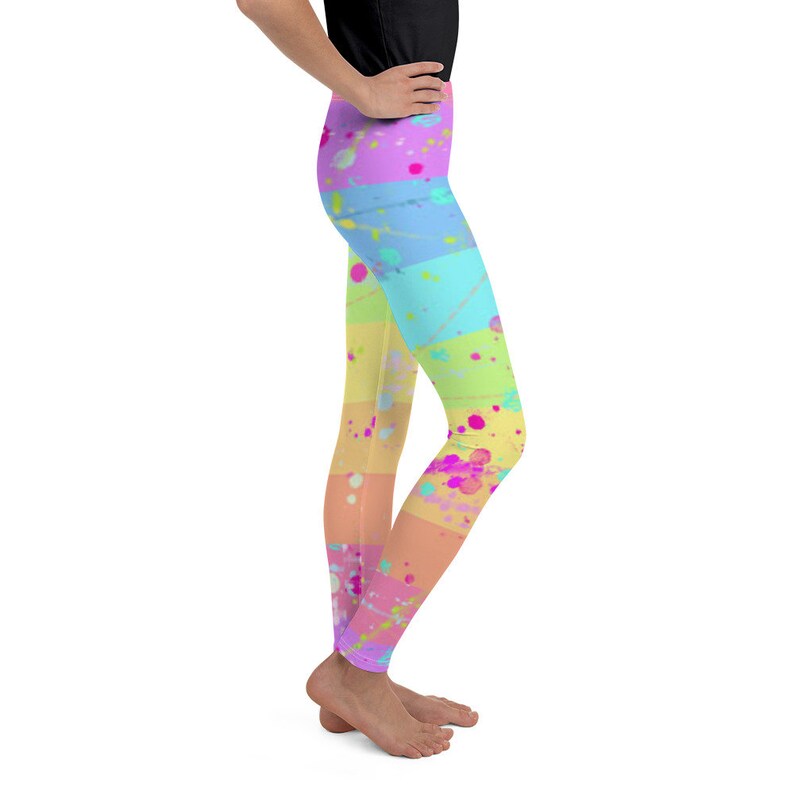 Rainbow Paint Splatters Youth Teen Leggings - Etsy