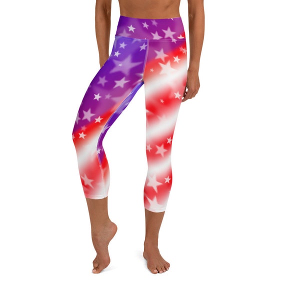American Flag Abstract Yoga Pants Capri Leggings | Etsy