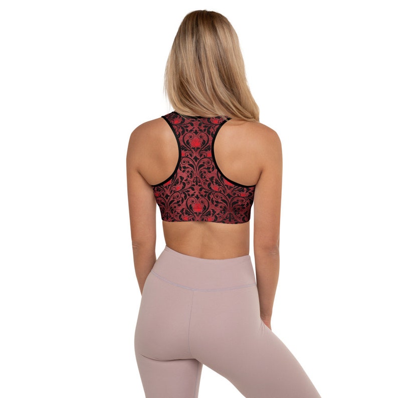 Gothic Rose /& Scroll Padded Sports Bra