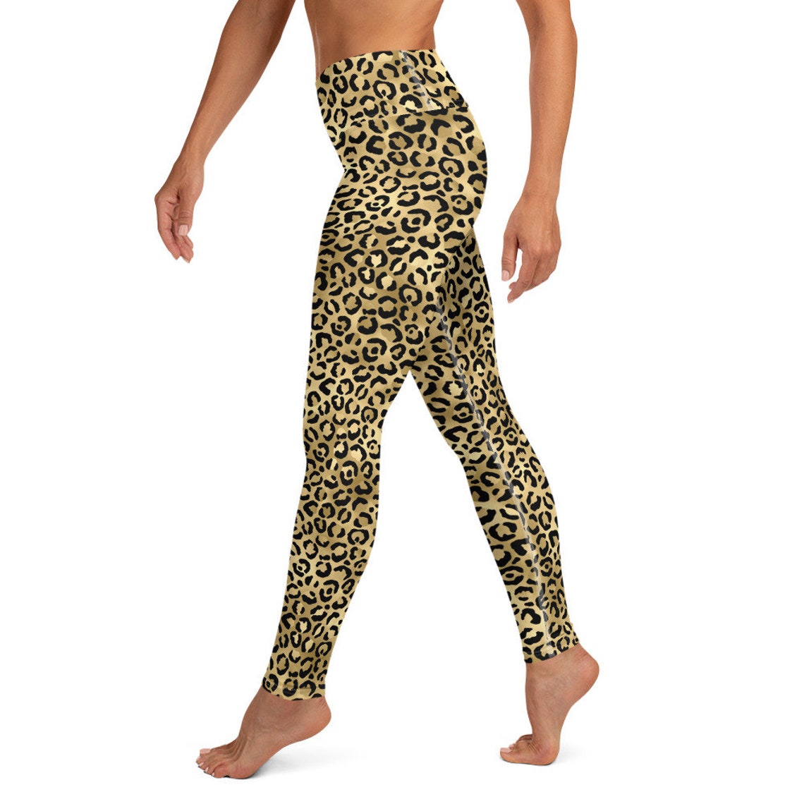Gold Leopard Print Yoga Pants Leggings Etsy