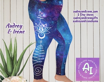 Lotus Flower | Plus Size | Yoga Pants Leggings | Unalome | Meditation Gifts