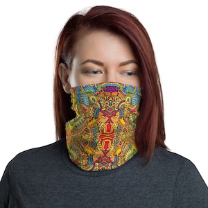 Rainbow Boho Style Hippie Neck Gaiter Scarf Face Shield