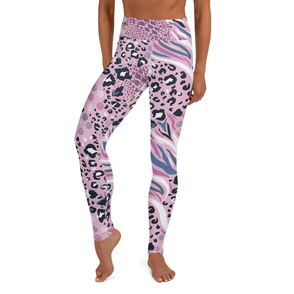 Pink Abstract Animal Print Yoga Pants Leggings | Etsy