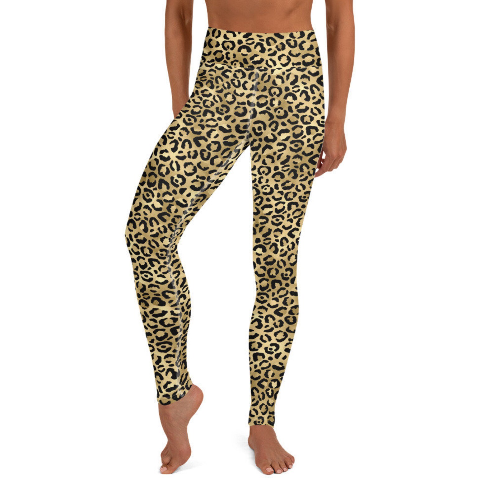 Gold Leopard Print Yoga Pants Leggings Etsy